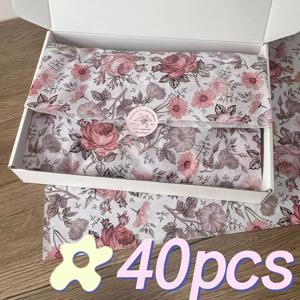 TEMU 빈티지 디스트레스드 말린 장미꽃 뽕나무 종이 14*20인치 선물 포장지 40장, 아트지, 파티, 생일, 결혼식 장식용, 포장지, 티슈지, 부케 용품, 휴일 선물 포장, 포장 재료, 꽃 포장지