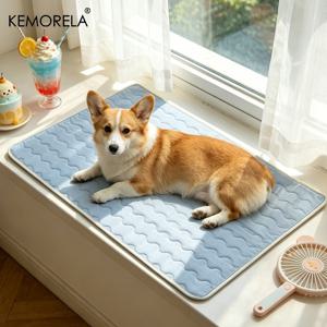 TEMU KEMORELA 업그레이드형 쿨링 패드, 소형 및 대형 고양이 및 강아지용 - 땀 흡수성 표면 및 웨이브가 있는 매트, 차량 시트, 침대 옆, 켄넬용 휴대용 여름 침대 - 견종용 실외/실내 사용
