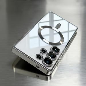 TEMU 삼성 갤럭시 S26 S25 S24 S23 S22 S21 울트라 플러스 FE S26 S25 엣지 시리즈용 럭셔리 전기도금 투명 무선 충전 충격 방지 렌즈 보호 필름 포함 휴대폰 케이스