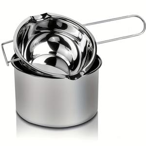TEMU 2개 스테인리스 스틸 초콜릿 멜팅 포트, 버터 및 치즈 멜팅 볼, 듀얼 노즐 내열 핸들, 초콜릿, 사탕 및 양초를 녹이는 데 사용되는 이중 포트 스테인리스 스틸 포트, 물로 가열하고 왁스 포트로 구우기
