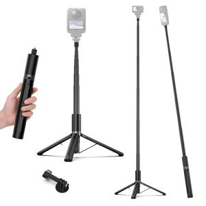 TEMU 65인치 투명형 셀카봉 삼각대, Insta360 X5/X4/X3/ONE X2/GO 3s 및 DJI Osmo 360 호환, 길이 조절식 확장봉과 핸드헬드 그립 포함. GoPro, DJI Osmo Poet 4/3, Action 6/5 Pro/4 및 기타 액션캠에도 적합