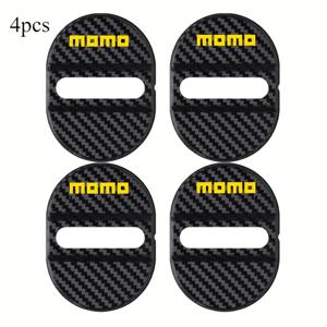 TEMU 4개 세트 모모 차량 도어 잠금 버클 보호 커버, 카본 파이버 텍스처 디자인, 진동 감소 및 소음 감소/방음 패드/실링 패치 쿠션