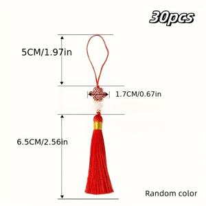 TEMU 펜던트 참 30개, 태슬 추가, 중국 매듭 태슬, 웨딩 장식, 책갈피, 헤어 장식 및 트렌디한 장식품으로 적합, 정교한 비즈 디테일 장식