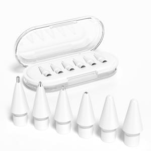 TEMU Apple Pencil 팁 Pro 호환 교체용 , 1세대 및 2세대 교체 펜촉, 팁, 페이퍼리스 플래그십 업그레이드, 6개 세트