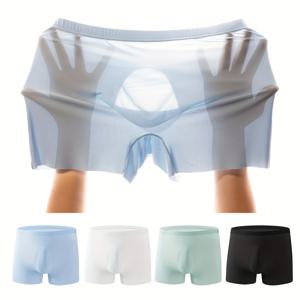 TEMU 4개입 남성용 플랫 브리프 편안하고 통기성이 좋은 부드러운 무 트렁크 속옷 단색 이지 캐주얼 '숏팬츠'