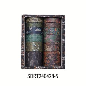 TEMU 12롤/박스, 빈티지 와시 테이프 세트, 섬세한 꽃, 식물, 동물, 산, 캐릭터 패턴 스티커 롤, 0.4/0.6/0.8/1.2 X 78In, 학습 문구류 및 선물 외부 포장 스크랩북 테이프, 친구를 위한 선물