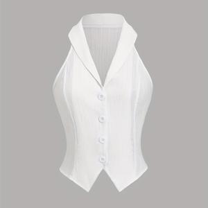 TEMU 여성용 민소매 오픈 프론트 셔츠 - 사무실, 정장 및 캐주얼 착용을 위한 비침 방지 보일 원단, 봄/가을/여름 전환 의류 - 쉬운 관리 버튼업 블라우스, 스프링 패션, 질감 있는 줄무늬, 통기성 소재, 전문 여성용, 블라우스, 가벼운 블라우스, 캐주얼 블라우스, 스타일리시한 여성