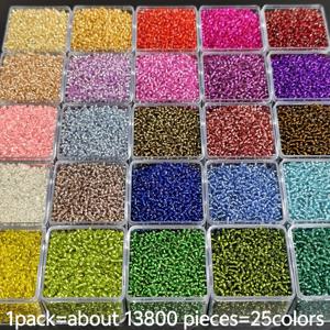 TEMU 13800개 2mm 실버 채움 유리 씨앗 구슬, 25색 고품질 유리 씨앗 구슬 DIY 주얼리 만들기용 - 빨강, 파랑, 초록, 노랑, 보라 구슬 목걸이, 팔찌, 귀걸이, 신발 & 가방 장식용 - 공예가, 엄마 & 친구를 위한 완벽한 선물