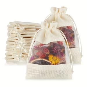 TEMU 파티 드로스트링 백 팩 20pcs 오프화이트 선물 가방 쉬어 오간자 주얼리 파우치 웨딩 백 드로스트링 파티 선물 샘플 간식 메쉬 파우치