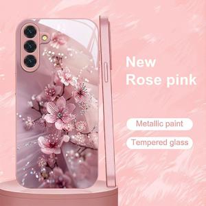 TEMU 휴대폰 케이스 - 핑크 벚꽃 패턴 휴대폰 케이스, 갤럭시 S9+/S10/S20+/S20 울트라/S21 5G/S21+/S22/S23 플러스/S24 플러스/S25/S25 엣지/노트 9/노트 10/노트 10+/노트 20/노트 20 울트라에 적합, 낙하 방지 강화 유리 보호 커버