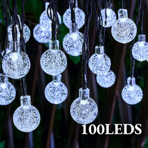 TEMU 100 LED 태양광 버블 조명, IP65, 캠핑, 텐트, 침실, 정원, 발코니 장식에 적합 | 8가지 조명 모드의 현대적인 조경 조명 | 따뜻한 색상/흰색/색상, 실외 조명 | 스트링 조명 | 태양광 램프