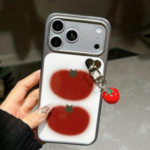 TEMU 휴대폰 케이스 - 귀여운 쉬운 퍼지 토마토 에폭시 폰 케이스, 아이폰 17 Promax 17Pro 17 Air 17 16 15 14 13 Pro Max 호환, 패션 광택 소프트 보호 백 커버, 여학생 선물용