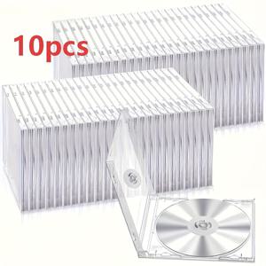TEMU 10개 초슬림 투명 사각 CD/DVD 케이스 - 내충격 PP 플라스틱 보관함, 단일 디스크 수용, 게임 전용, 심플한 디자인, 강력한 보호, 견고한 구조, 음악 수집가에게 필수품