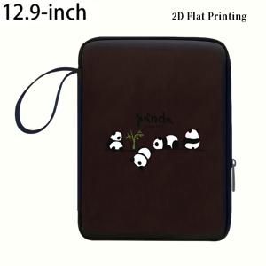 TEMU 1개 2D 평면 프린트 판다 패턴 간편 만화 프린트 충격 방지 스크래치 방지 내마모성 지퍼 클로저 패션 휴대용 10.9인치/12.9인치 아이패드 파우치 데일리 출퇴근 학생 파티 태블릿 슬리브