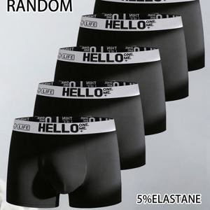TEMU 겨울 스포츠용 남성 및 십대용 복서 브리프 5개입, Hello 레터 스타일, 부드럽고 통기성이 좋으며 편안한 속옷, 스포츠, 달리기, 야외 일상생활에 적합
