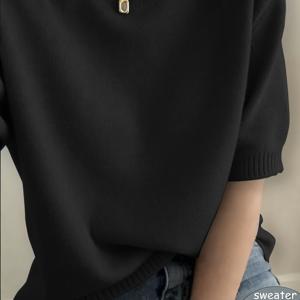 TEMU 스웨터 부티크, 여성 빈티지 홈 풀오버, 라운드넥 반팔 부드럽고 편안한, 탄성 탑, 라운드넥 반팔 스웨터만 판매