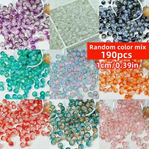 TEMU 380/190개 8/10mm 아크릴 랜덤 컬러 크랙 라운드 비즈 혼합 컬러, DIY 주얼리 액세서리 비즈용