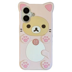 TEMU 휴대폰 케이스 - 귀여운 3D 핑크 네 발 고양이 이모지 실리콘 폰 케이스, Apple iPhone 17/16/15/14/13/12/11/X/XS/XR/8/7/6 Pro Max Plus Air 호환