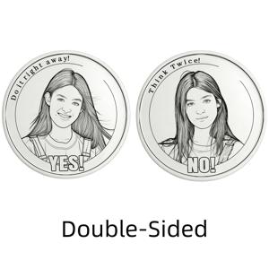 TEMU 1개 맞춤형 사진 결정 코인, 양면 레이저 각인 - 개인화된 라인 아트 변환 - 예 또는 아니오 재미있는 대형 코인, 두 가지 스타일 - 파티 용품, 파티 소품 - 남녀공용, 생일, 크리스마스, 기념일 선물에 완벽