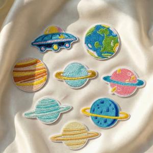 TEMU 우주 행성 자수 패치 8개 세트, 창의적인 토성 UFO 지구 패턴, 다리미 부착식 접착식 뒷면 패치, 의류 및 가방 장식용, 수리 배지, 정교한 자수 다리미식 패브릭 패치, 스크랩북, 백팩, 의류 장식용, 다리미식 및 바느질식 겸용