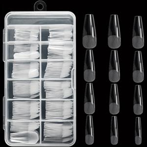 TEMU 관 네일 팁 - 120pcs 발레 네일 아트 살롱 네일 아트 및 DIY 풀 커버 네일 팁 인공 투명 네일 팁 상자 투명 반 서리로 덥은 손톱