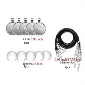 TEMU 1세트/팩당 15개, 심슨줄이 있는 기본 목걸이 펜던트용 빈 트레이, 25mm 원형 유리에 적합, DIY 목걸이 주얼리 및 수제 액세서리 제작용