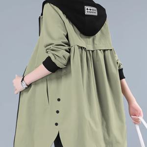 TEMU 여성용 캐주얼 후드 재킷 레터 프린트 - 지퍼업, 긴팔, 폴리에스터 - 세탁기 사용 가능 - 봄/가을에 완벽