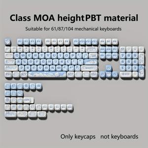 TEMU MOA 하이 스페리컬 키캡 PBT 소재 열승화 메인 사진 화이트 블루 만화 키보드 기계식 키보드 범용 키보드 캡 키캡 6.25U 사이즈 60%61키 64키 68키 75%82키 84키 87키 98%96키 98키 100키 104키 108키용 기계식 키보드 키캡 도구 포함 키캡만 발송 키보드는 아닙니다