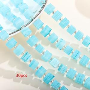TEMU 6mm 컬러 사각 네팔 멀티컬러 그라데이션 유리 루스 비즈 수제 반제품 재료