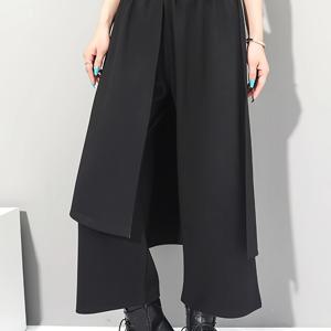 TEMU 화이트 2-in-1 룩 비대칭 스플라이스드 스프링 스커트 팬츠 + Niannian