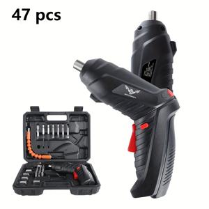 TEMU 14개/26개/47개 3.6V 전동 공구 세트 가정 유지 보수 및 수리 1300mAh 리튬 배터리 미니 가정용 드릴 스크루드라이버