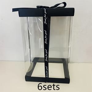 TEMU 3/6세트 플라스틱 장미 곰 선물 상자 장식 - 24.99cm 곰 미포함, 인공 장미와 검은색 리본 & 투명 뚜껑, 가벼운 테이블탑 장식, 어머니날, 졸업식, 결혼식, 생일, 기념일용