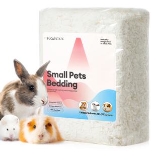 TEMU BUCATSTATE 햄스터 침대재 20L, 99% 먼지 없는 기니피그 침대재 (냄새 제어 기능 포함), 토끼, 쥐, 시리아 쥐, 저니 햄스터 및 저빌을 위한 편안한 소형 동물 침대재 (흰색)