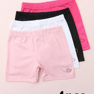 TEMU 4피스 여아 레깅스, 정교한 핫 스탬프 장식, 다용도, 패셔너블, 튼튼한 아기 반바지, 야외용