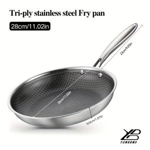 TEMU 세라믹 코팅 트리플 스틸 프라이팬, 20CM-30CM 다양한 사이즈 선택 가능, 식기세척기 안전, 인덕션/가스/전기 스토브 호환, 건강한 요리를 위한 저연소, 계란/스테이크/팬케이크에 완벽, 현대적이고 내구성 있는 주방 도구