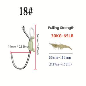 TEMU 야광 생새우 낚시바늘 20개 - 낚시 및 액세서리, 새로운 낚시 액세서리, 낚시 용품, 고탄소강 스위블 훅, 민물 및 바닷물 낚시용, 야광 낚시바늘