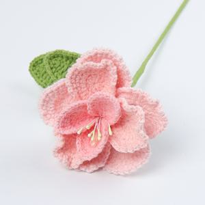 TEMU 완성된 수제 꽃 가지 코바늘 뜨개질 모조 꽃, 홈 부케용 , 발렌타인데이 선물용 .