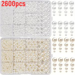 TEMU 2600개/1300개 QYWCTZ 벌 구슬 - 흰색 뚜껑 벌 테마 DIY 비즈 공예용품 (4/6/8/10mm) 주얼리 만들기, 목걸이, 팔찌, 키체인 액세서리 - 손수제작 공예용 꼬인 비즈