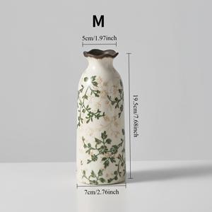 TEMU 그린 베이지 빈티지 꽃병, 시努아즈리 꽃무늬 꽃병, 소박한 세라믹 대형 꽃병, 가정 장식용, 거실, 책장, 사무실, 그랜드 밀레니얼 장식, 투스칸 장식, 5.71인치 7.68인치 9.65인치, 최고의 크리스마스 선물, 최고의 발렌타인데이 선물