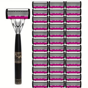 TEMU Shaver 신상 디자인 남성 면도기 6중날 면도기 재사용 가능 면도기 수입 블레이드 다용도 도구 헤드 교체 및 스테인리스 스틸 핸들