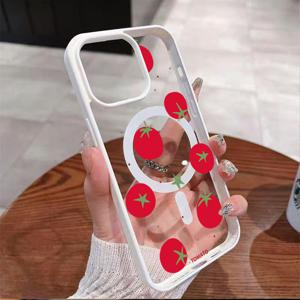 TEMU 휴대폰 케이스 - 귀여운 만화 토마토 패턴 투명 폰 케이스 아이폰 17 Pro Max 17 Air, 아이폰 11 12 13 Plus Pro Max 16E 무선 충전 마그네틱 커버