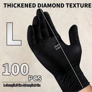 TEMU 100개 세트, 9인치 텍스처 장갑, XL/L/M/S 사이즈, 8g 두꺼운 헤비듀티 장갑, 일회용 나이트릴 장갑, 재사용 가능 장갑, 주방 청소용 장갑, 휴일 선물, 라텍스 프리, 파우더 프리, 알코올 프리