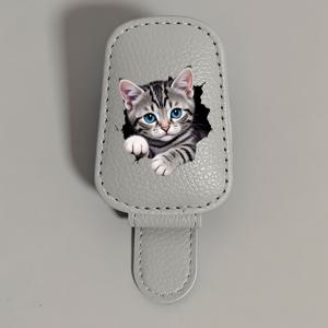 TEMU 귀여운 고양이 디자인 햇빛 가리개 안경 홀더 - PU 소재, 차량 내부 마그네틱 장식 후크, 자동차 햇빛 가리개 액세서리, 은행 카드, 신용 카드, 회원 카드에 적합