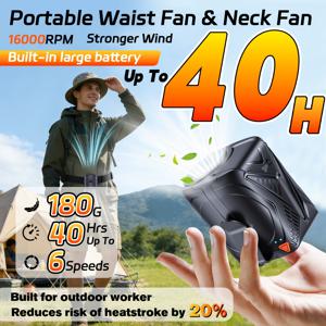 TEMU 16000 RPM 허리걸이형 선풍기, 6단계 풍속 클립 선풍기, 단 180g – 초경량 및 편안함, 휴대가 간편함, 목, 옷깃, 허리에 걸 수 있음, 다양한 자세에서 더위 예방 및 쿨다운용, 야외용