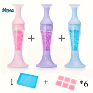 TEMU 10개 5D 페인팅 도구 키트 (트레이 및 클레이 포함) - 멀티 컬러 공예, 네일 아트, 자수 및 꽃병 스티커 도구 키트