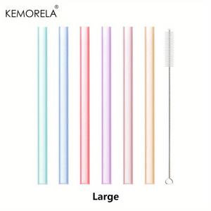 TEMU KEMORELA 6개 투명 실리콘 빨대 재사용 가능 식품 등급
