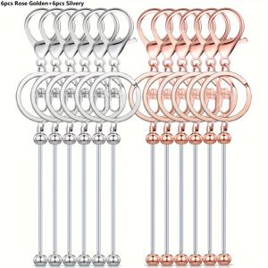 TEMU 12개 혼합 컬러 비즈 키체인 로드, 움직이는 컬러 링크 포함, DIY 키체인, 패키지 장식, 선물용 등에 적합