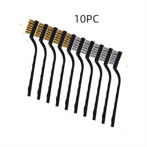 TEMU 10개 세트 검정색 플라스틱 손잡이 와이어 브러시, 용접 슬래그 및 녹, 문 틈새, 주방 틈새 청소용 - 내구성 있는 와이어 브러시가 있는 크랭크 석조 브러시