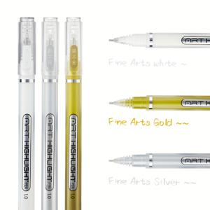 TEMU 3/6개입 1mm 젤 펜 (글리터 포함), , 스케치, 미술용 – 정밀 팁 드로잉 도구 (골드, 실버, 화이트)