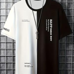 TEMU 남성 봄, 여름, 가을 컬러 블록 레터 
